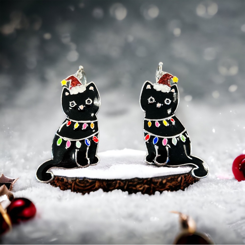 Christmas Cat Earrings